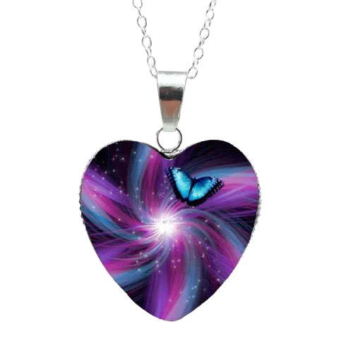 Mysterious Magic Butterfly Heart Necklaces Pendant