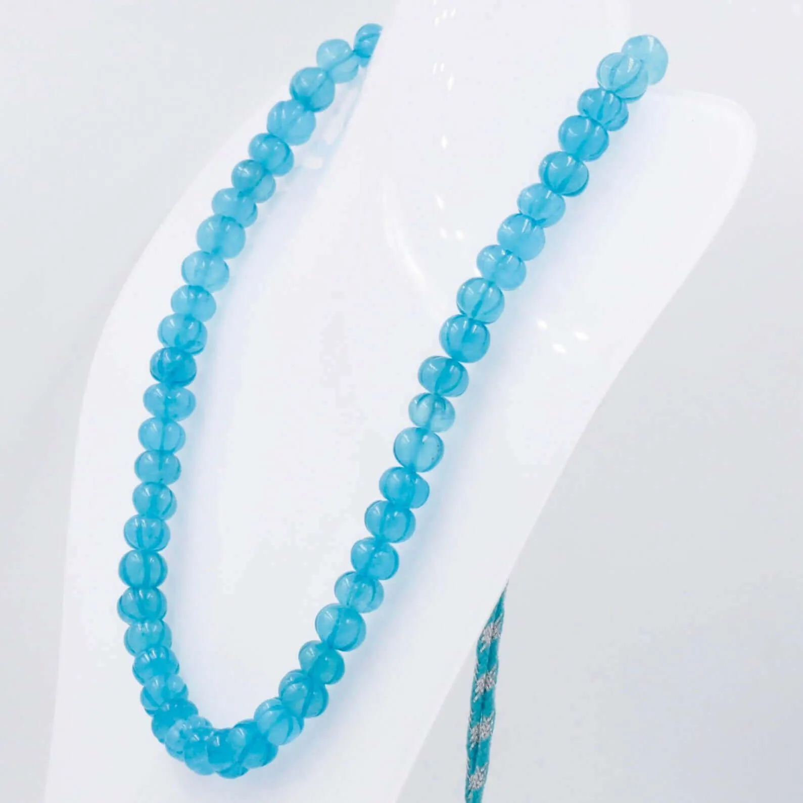 Natural Blue Quartz Necklace Blue Quartz Beaded Necklace Blue Gemstone Necklace Indian Necklace Sarafa Necklace Quartz Jewelry SKU 6142883