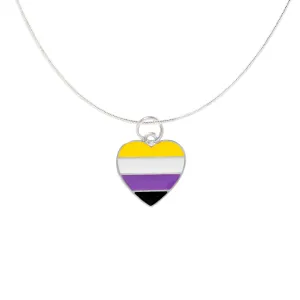 Non-Binary Flag Heart Necklaces