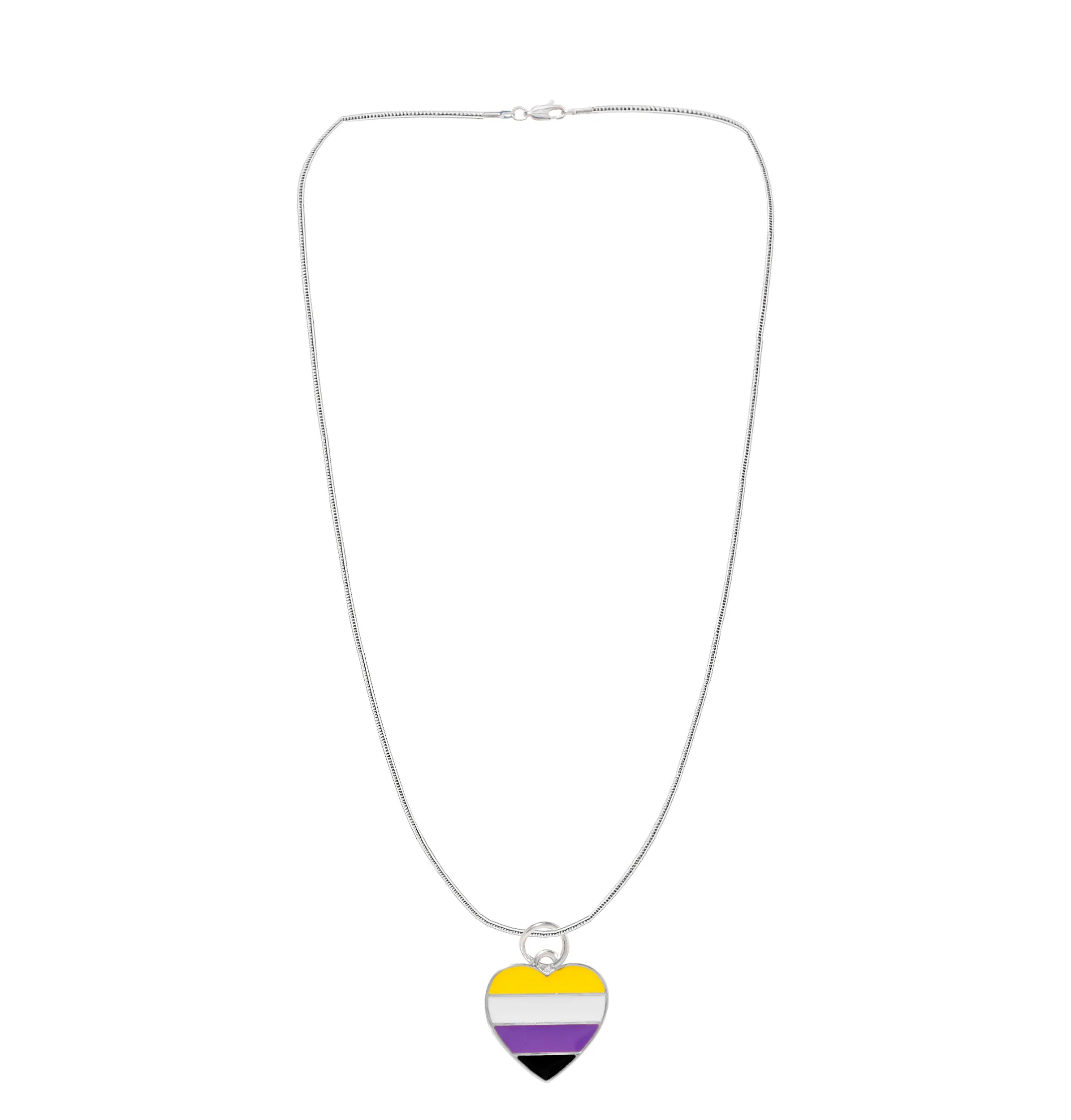 Non-Binary Flag Heart Necklaces