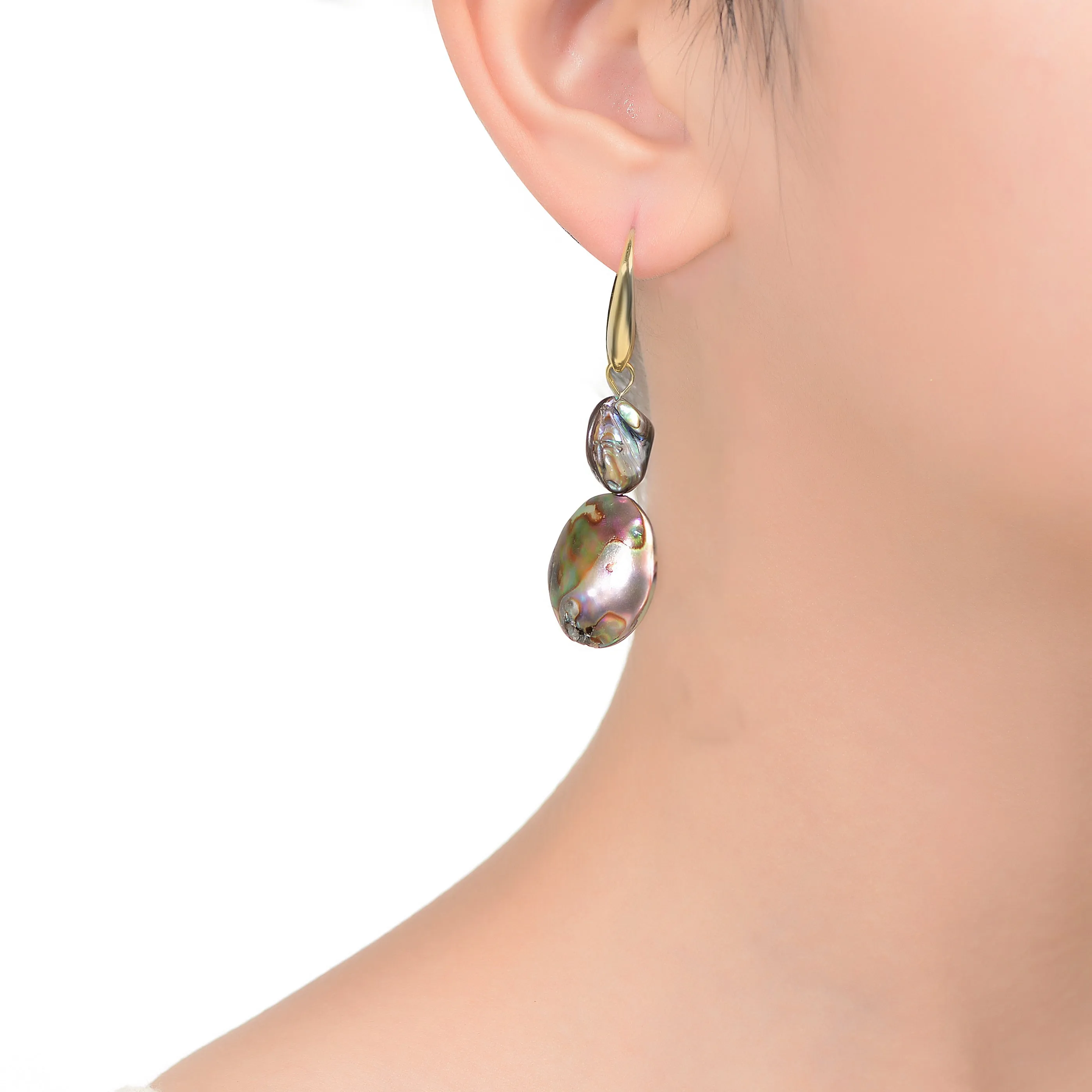 Océan Abalone Oval Drop Earrings