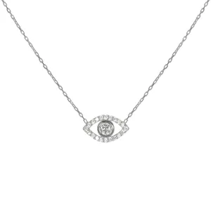 “Ojos” Sterling silver clear eye necklace