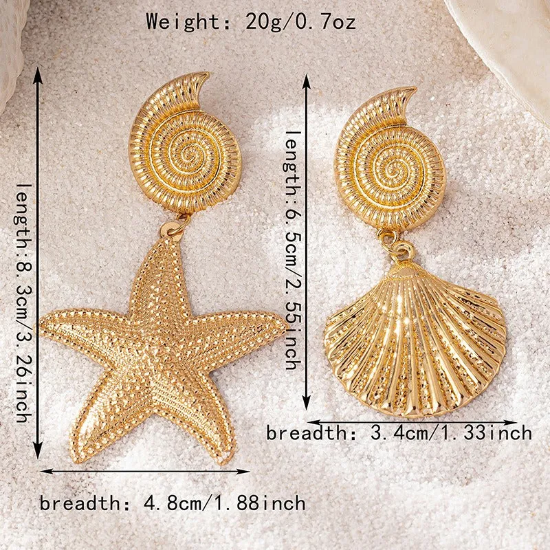 Pre Order:  Gold Metallic Starfish Shell Earrings