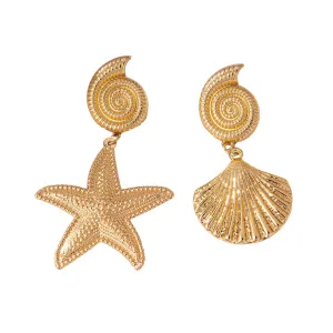 Pre Order:  Gold Metallic Starfish Shell Earrings