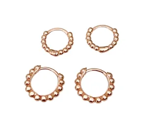 Rose Gold Beaded Huggies Set