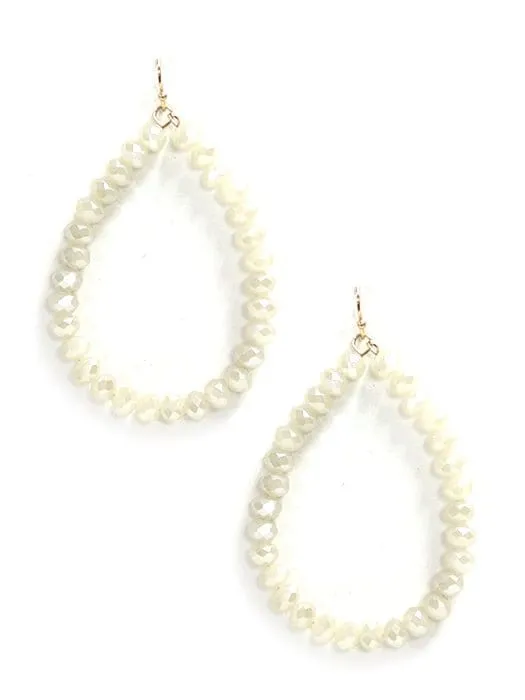 SE7061 Beaded Teardrop Hoop Earrings