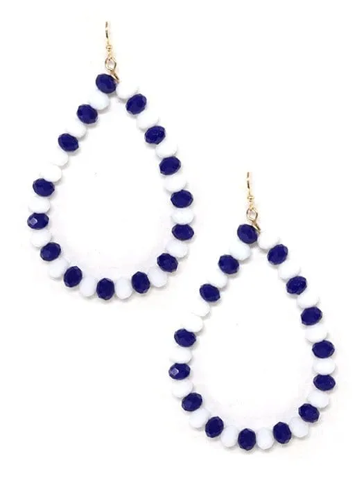 SE7061 Beaded Teardrop Hoop Earrings