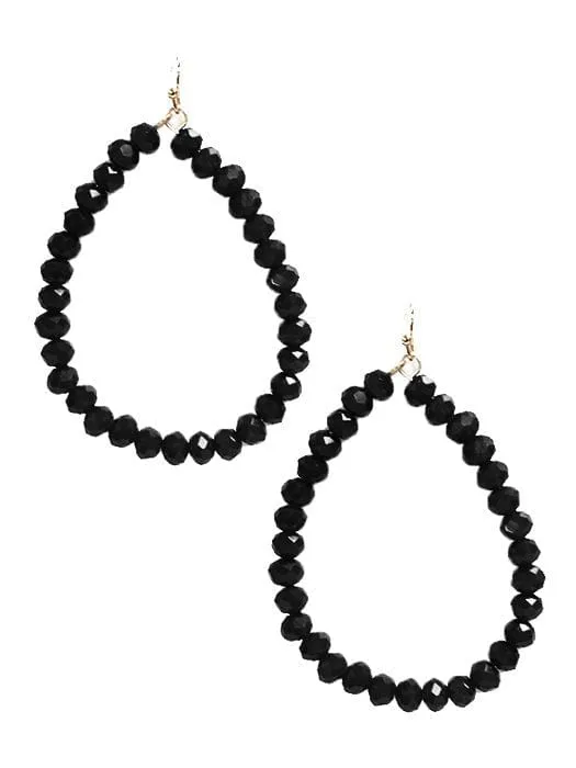 SE7061 Beaded Teardrop Hoop Earrings