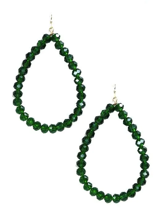 SE7061 Beaded Teardrop Hoop Earrings