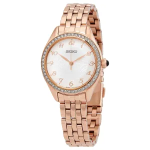 Seiko with Swarovski® Crystals Quartz White Dial Ladies Watch SUR396