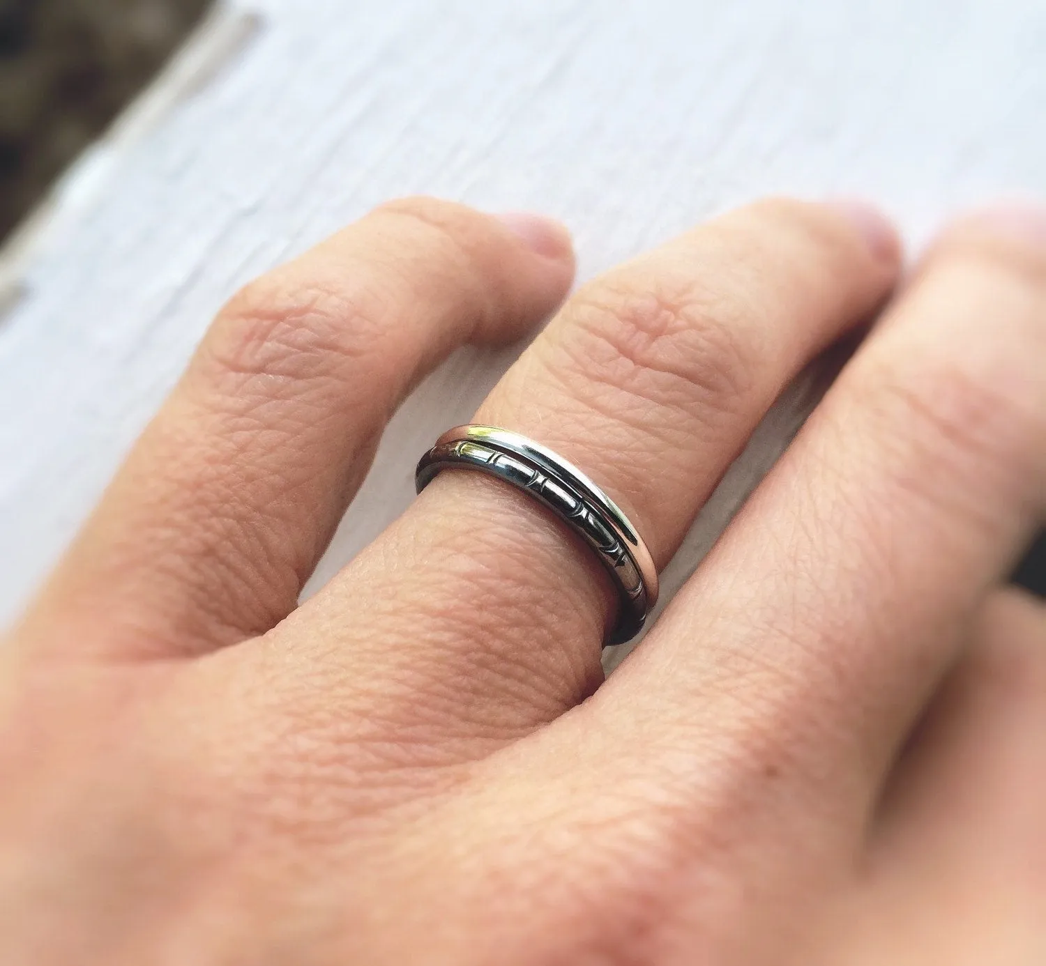 Sterling Rings, Stacking Rings, Contrast Stacking Rings, Yin and Yang Rings, Simple Thick Rings, Light and Dark Rings, Minimalist Jewelry