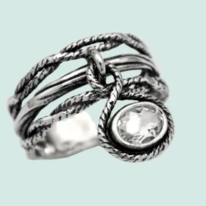 Sterling silver Charm ring for woman Design set with CZ zircon