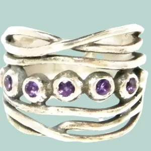 Sterling silver ring for woman zircons ring amethyst zircons