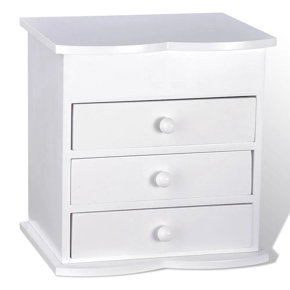 Tabletop Mirrored Jewelry Box Organizer Cabinet - White