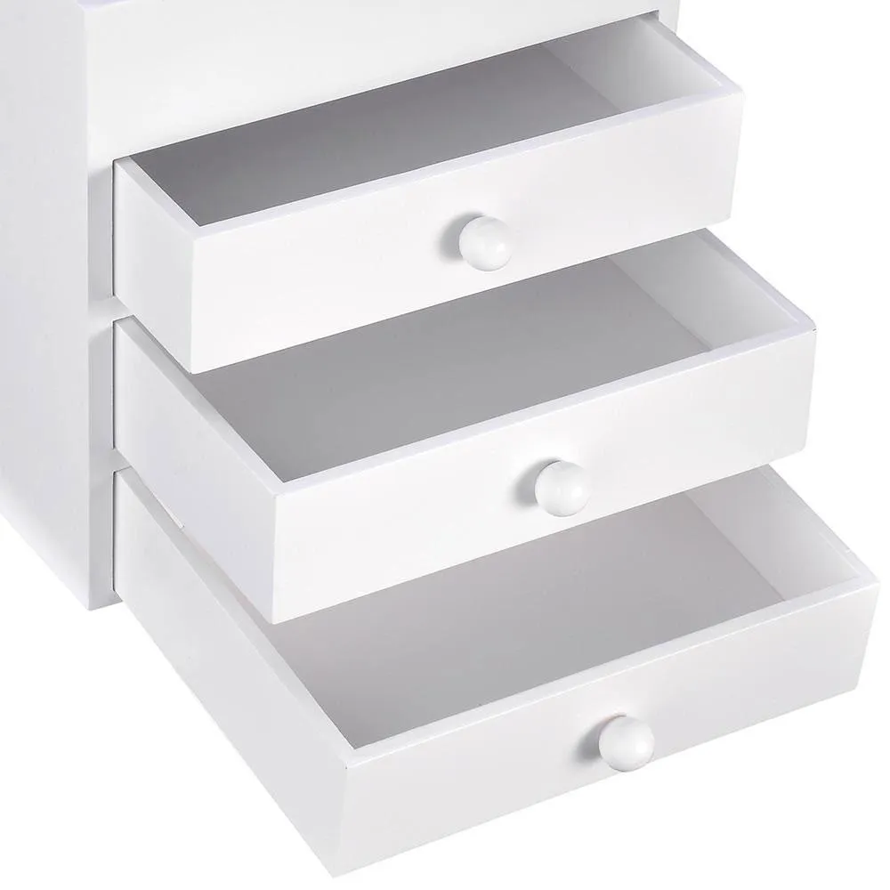 Tabletop Mirrored Jewelry Box Organizer Cabinet - White