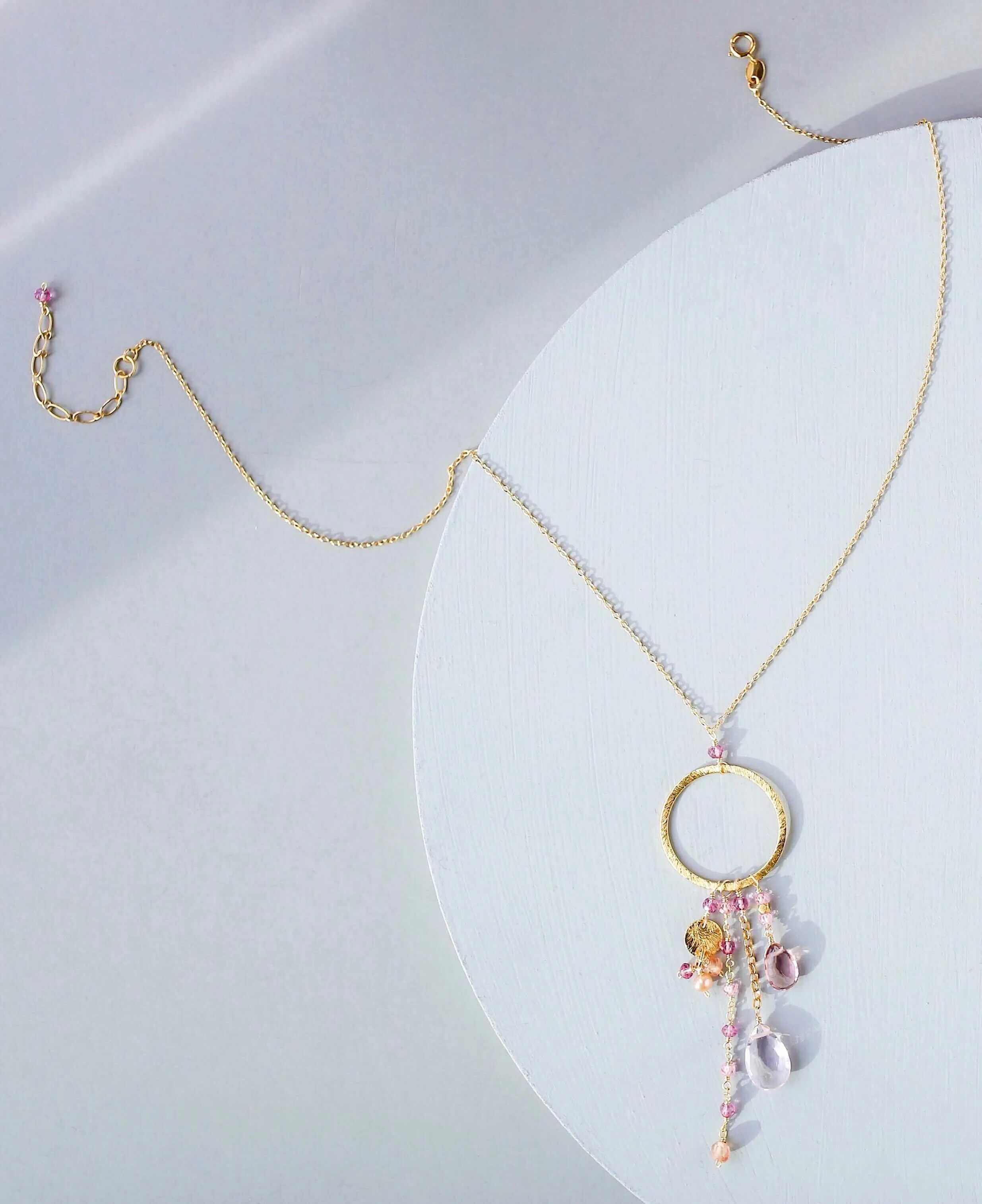 The Ammil Necklace - Rose Pink Gemstones