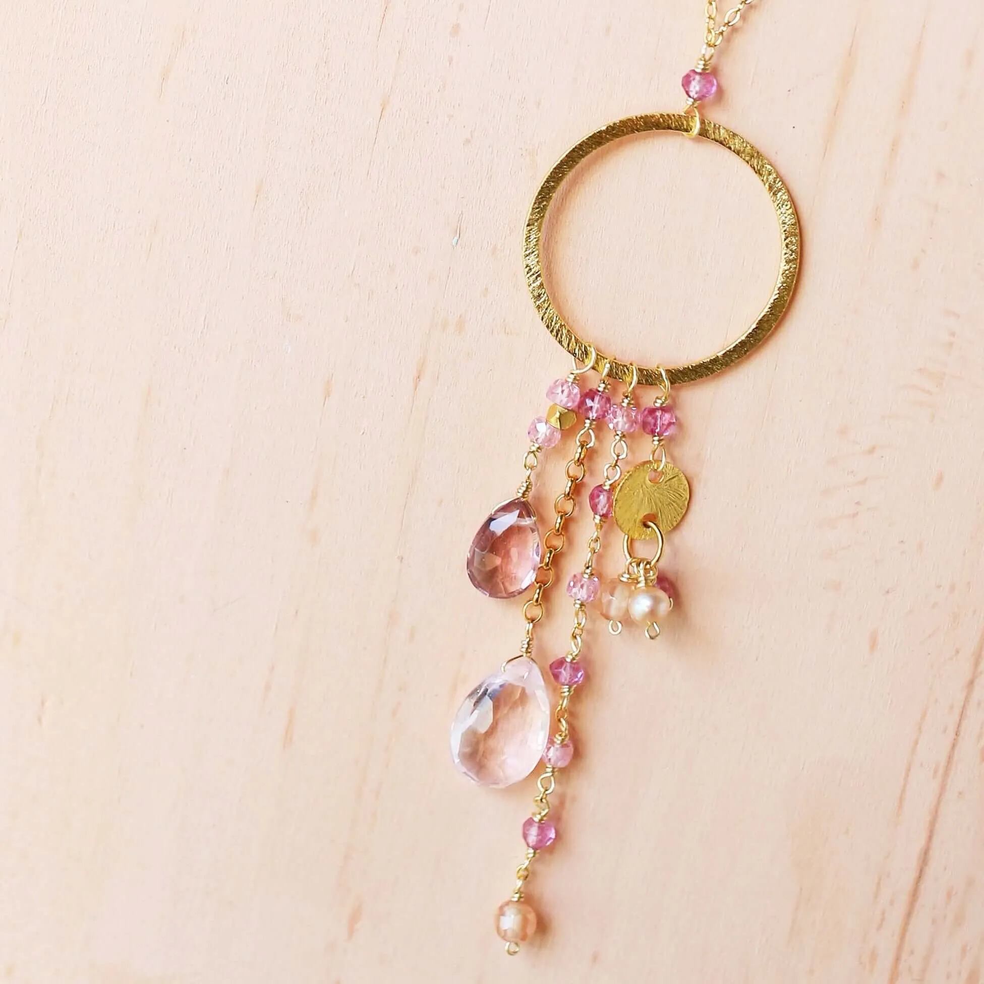 The Ammil Necklace - Rose Pink Gemstones