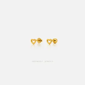 Tiny Open Heart Stud, Unisex, Gold, Silver SHEMISLI SS431 Butterfly End, SS432 Screw Ball End (Type A)