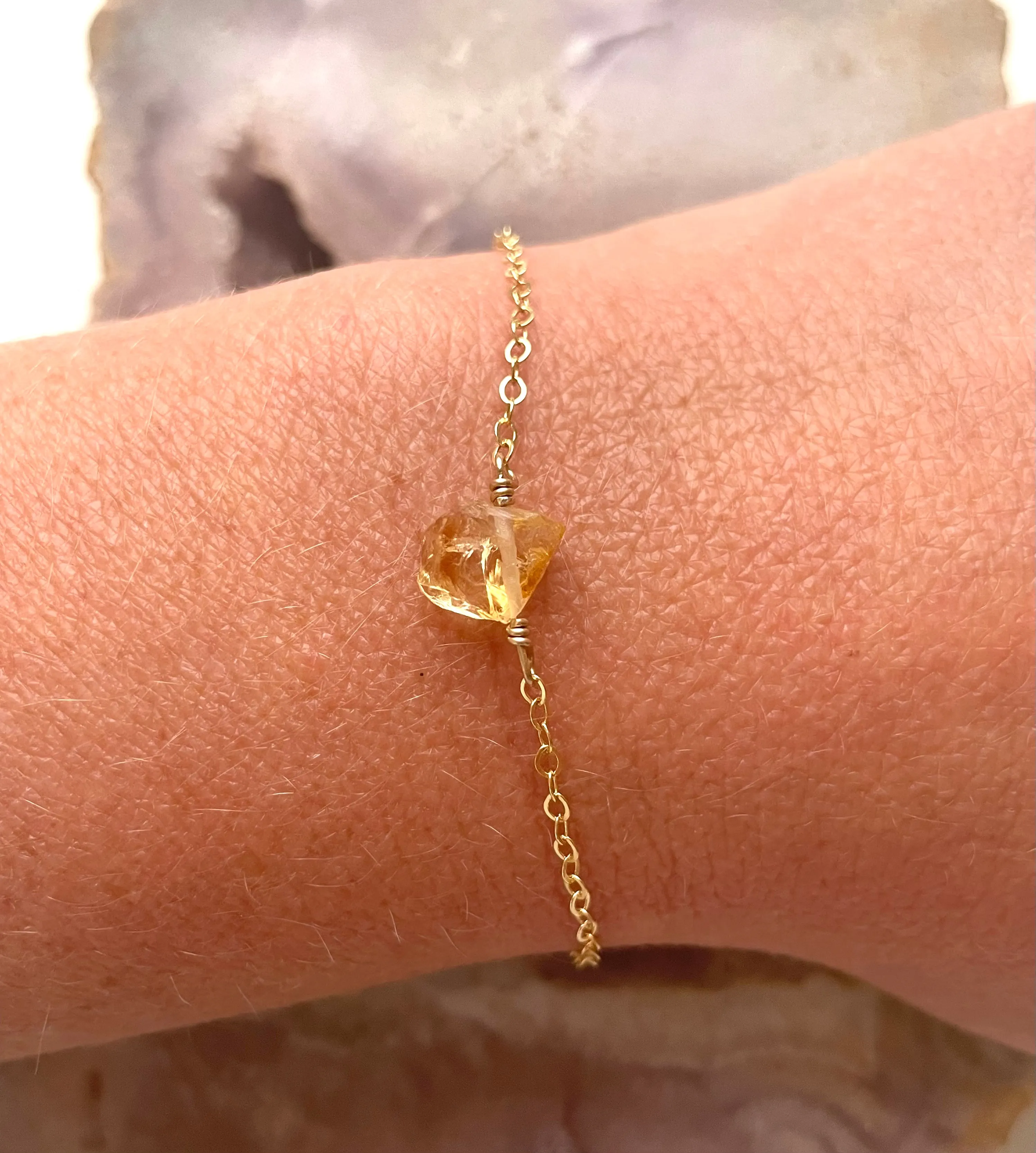 Tiny raw citrine bracelet