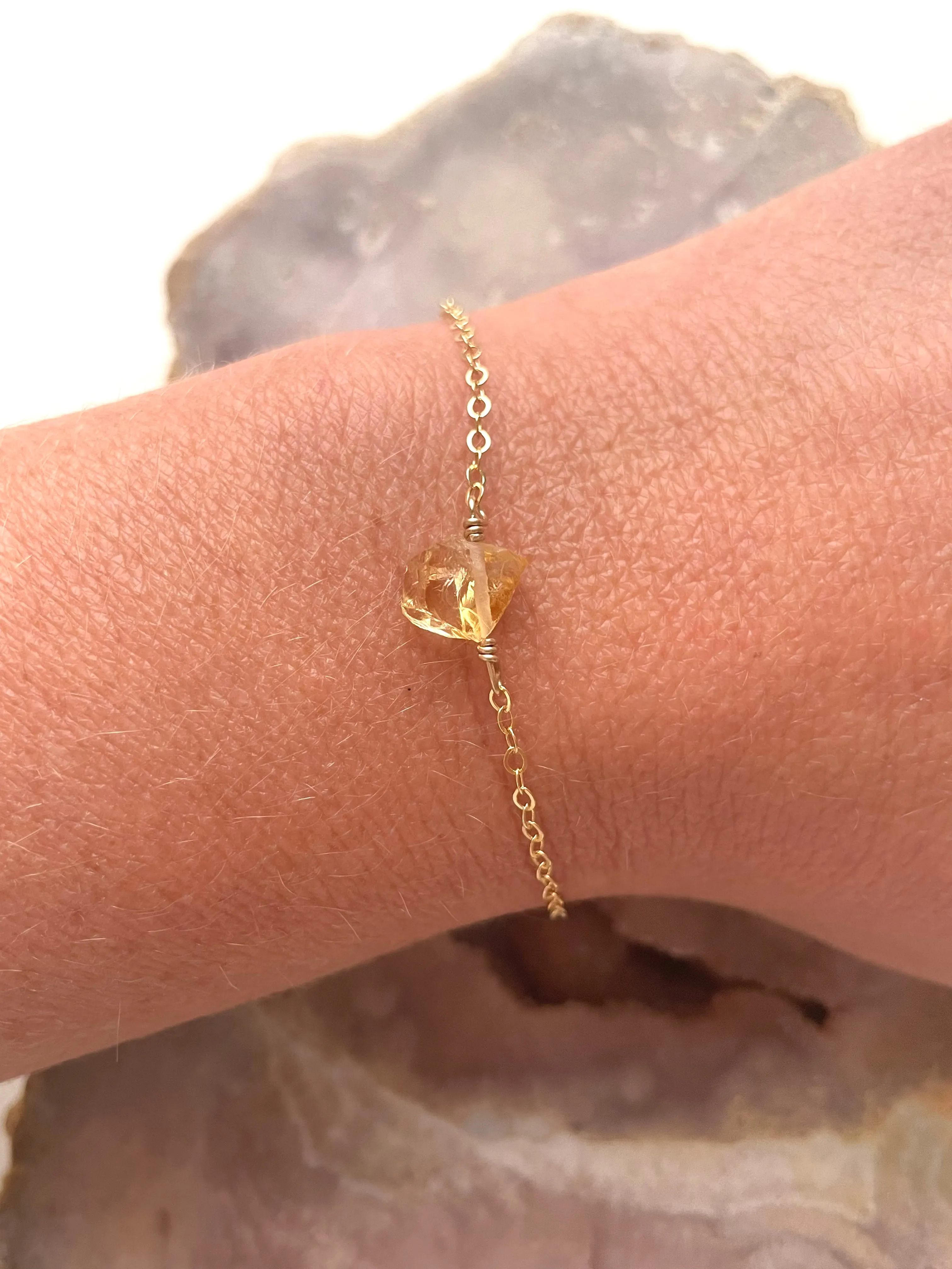 Tiny raw citrine bracelet