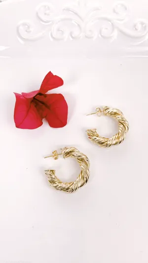 Twist Croissant Hoop Earrings (14K GOLD DIPPED)