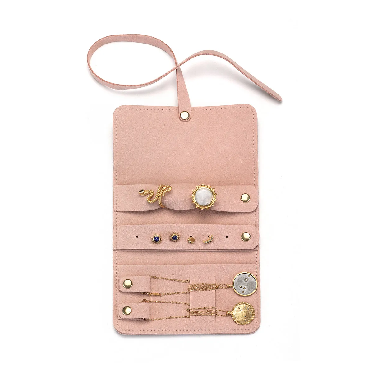 Weekend Journey Travel Jewelry Wrap Holder Pink