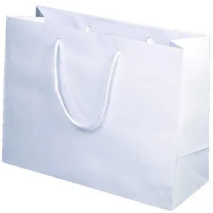 White Glossy Rope Handle Euro-Tote Shopping Bags - 13.0 x 5.0 x 10.0