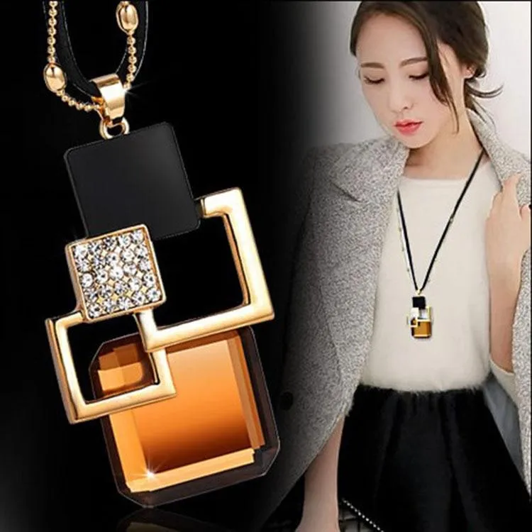 Women Geometric Crystal Long Necklaces & Pendants