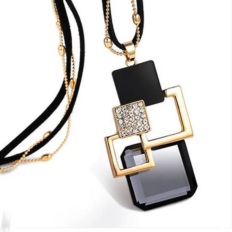 Women Geometric Crystal Long Necklaces & Pendants