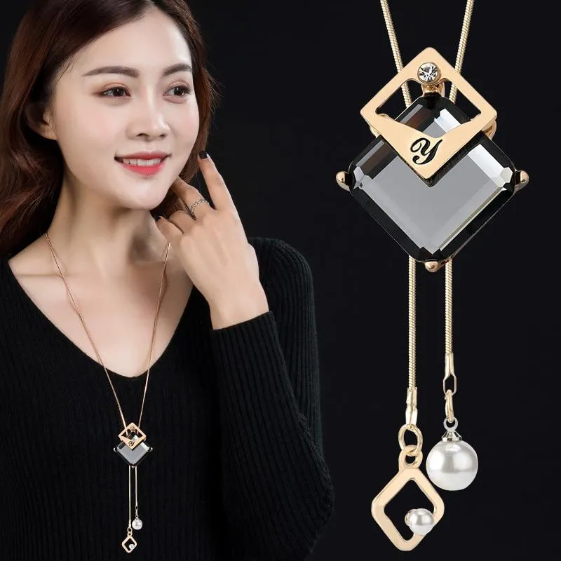 Women Geometric Crystal Long Necklaces & Pendants