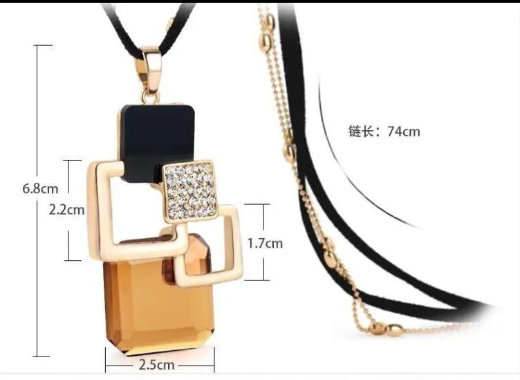 Women Geometric Crystal Long Necklaces & Pendants