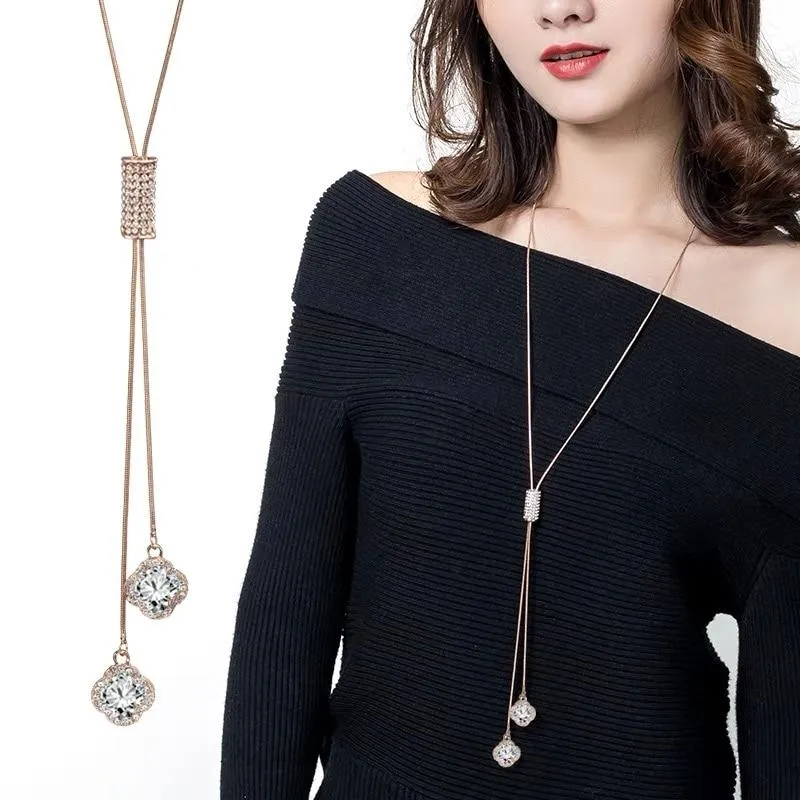 Women Geometric Crystal Long Necklaces & Pendants