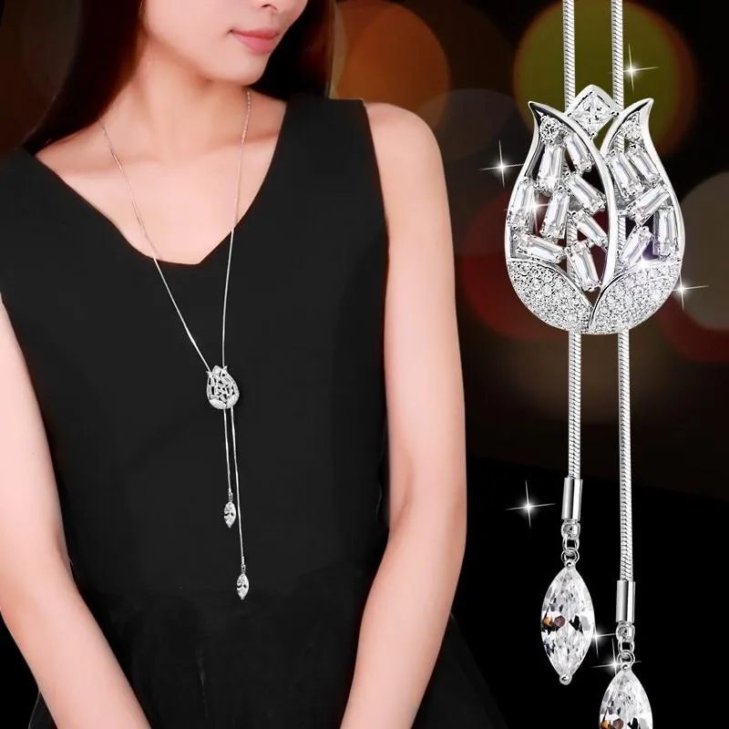 Women Geometric Crystal Long Necklaces & Pendants