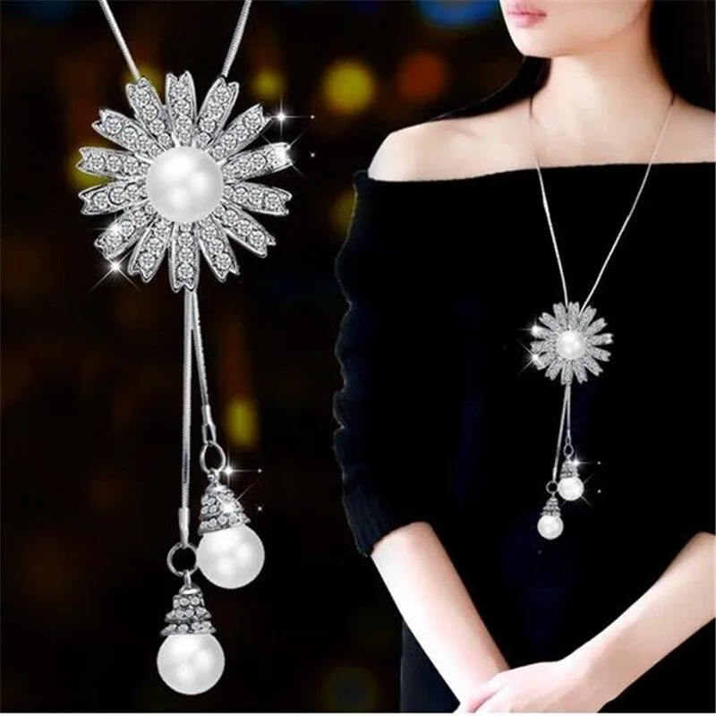 Women Geometric Crystal Long Necklaces & Pendants