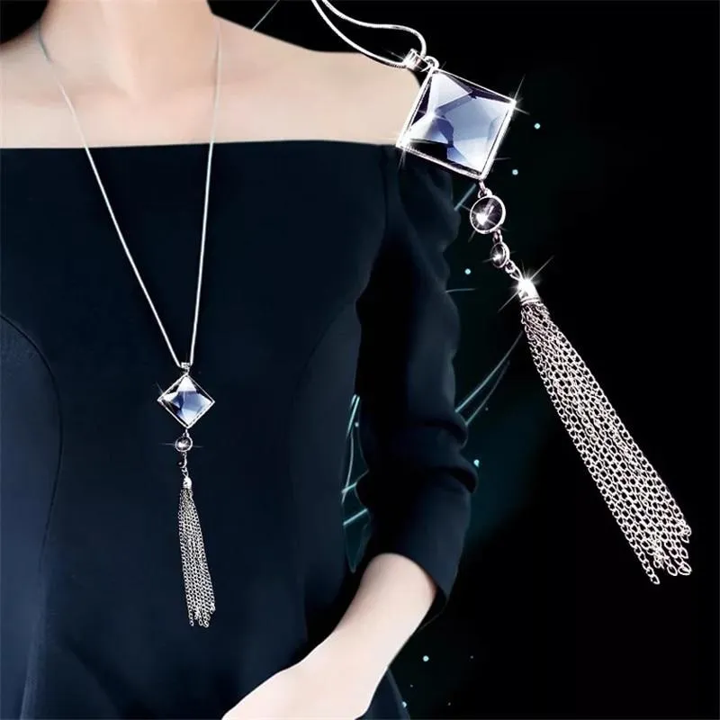 Women Geometric Crystal Long Necklaces & Pendants