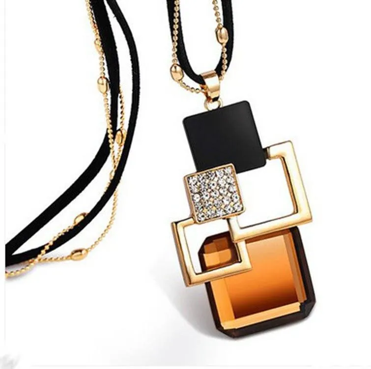 Women Geometric Crystal Long Necklaces & Pendants