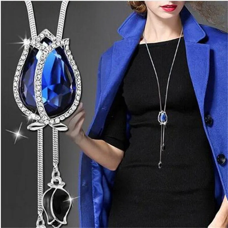 Women Geometric Crystal Long Necklaces & Pendants