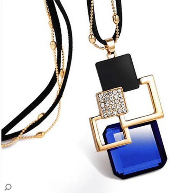 Women Geometric Crystal Long Necklaces & Pendants